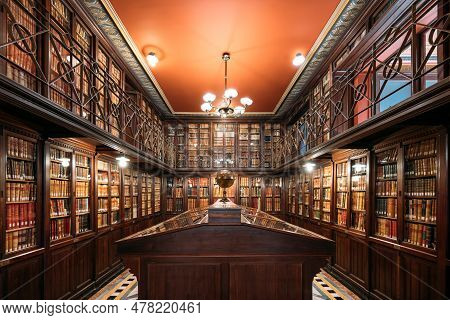 15 May 2021, Barcelona, Spain: The Historic Library Arus. A Timeless Repository Of Intellectual Know