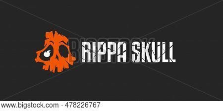 Rippa Skull Orange Horizontal Logo Concept. Vector Eps10