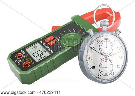 Digital Multimeter With Stopwatch, 3d Rendering Isolated On White Background