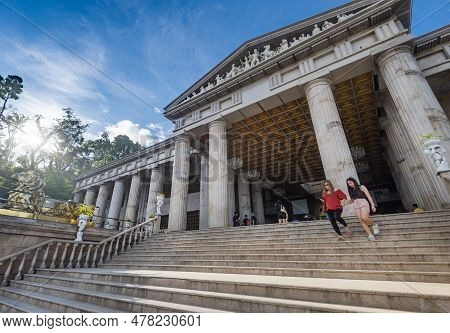 Temple Of Leah And Grand Staircase,leading Up To The Romanesque Entrance Of It's Opulent Main Hall.