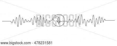 One Continuous Line Drawing Of Music Player Soundbar With Microphone Button. Record Audio Podcast An