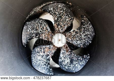 Bow Thruster. Propellers On A Motor Yacht Close-up.