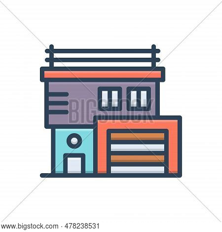 Color Illustration Icon For Exterior Outer External Outside Outermost Surface Superficial Building H