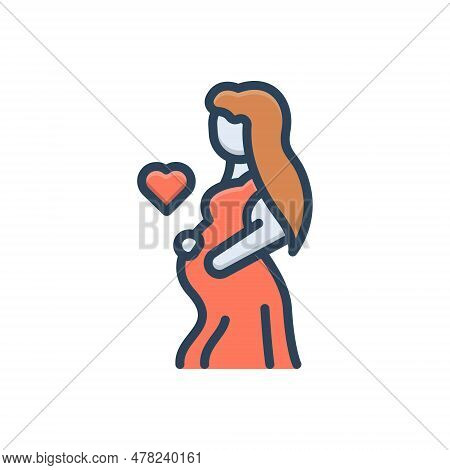 Color Illustration Icon For Maternity Motherhood Parentage Parenthood Gestation Pregnancy Pregnant F