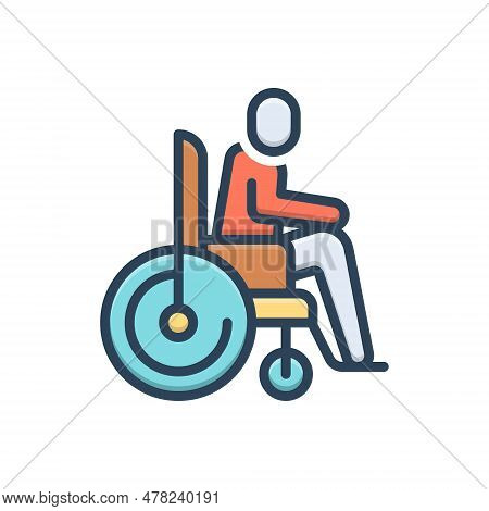 Color Illustration Icon For Disabled Having-a-disability Handicapped Infirm Handicap Wheelchair Acce
