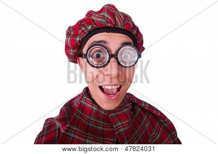 Lustige Scotsman isolated on the white