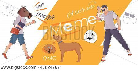 Memes Flat Collage With People Using Various Troll Faces So As Horse And Dog Head Vector Illustratio