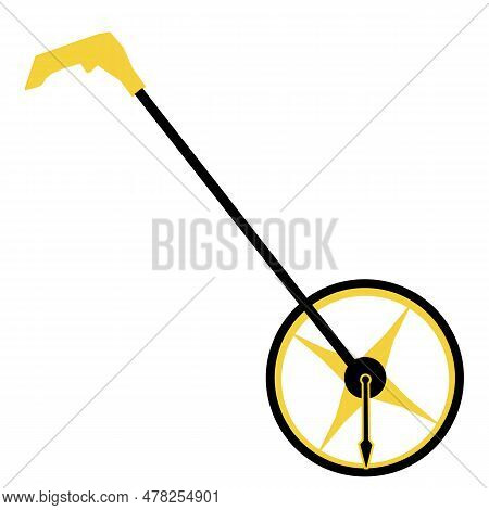 Measuring Wheel Icon. Hodometer Sign. Flat Style.