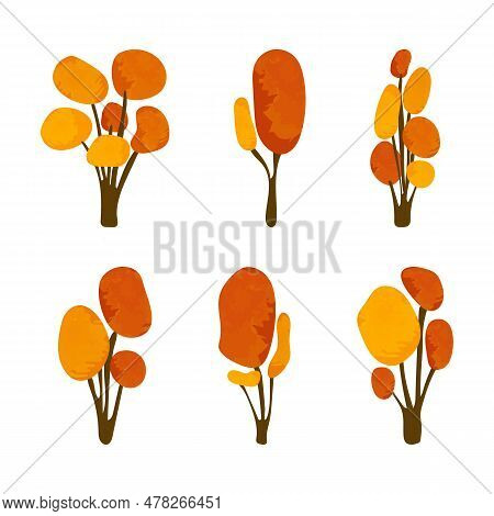 Vector Illustration Of Autumn Trees Isolated On White Background