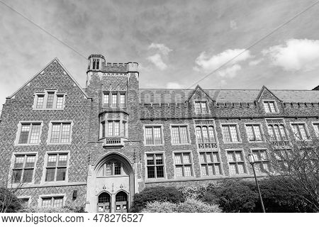 Washington University Building In Seattle. Sunny Day