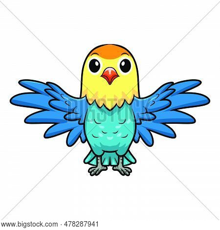 Vector Illustration Of Cute Parblue Opaline Lovebird Cartoon Flying