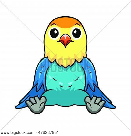 Vector Illustration Of Cute Parblue Opaline Lovebird Cartoon