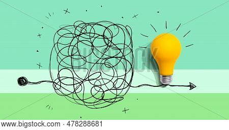 Clarifying Complex Ideas Theme With Light Bulb - Flat Lay