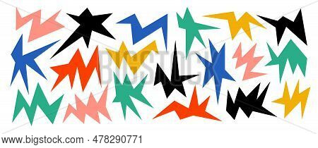 Colorful Irregular Sharp Shapes Set. Abstract Bright Geometric Edgy Elements Collection. Asymmetric 