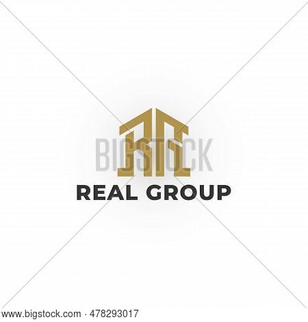 Abstract Initial Letter Rg Or Gr Logo In Gold Color Isolated In White Background. Rg Or Gr Abstract 