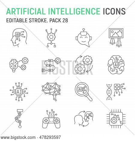 Artificial Intelligence Line Icon Set