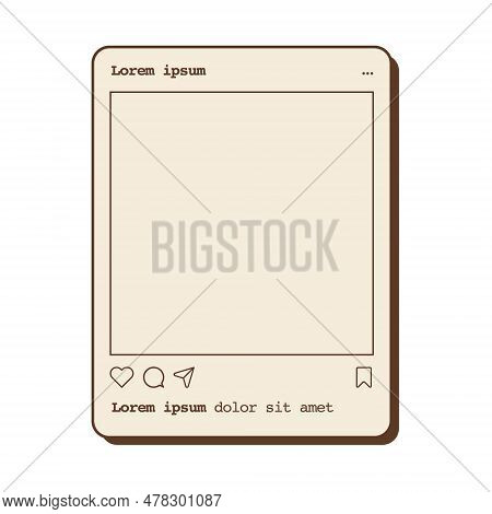 Social Media Photo Frame Template With Place For Text. Camera App With Retro Aesthetic Design. Pictu