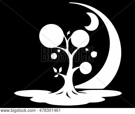 Black And White Tree On The Yin Yang Symbol