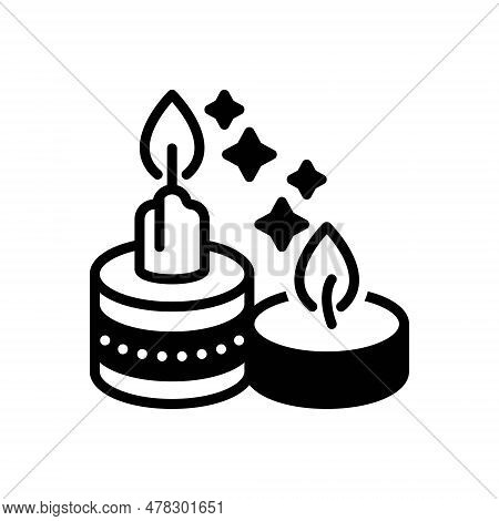 Black Solid Icon For Candles Candlestick Wax Skyer Bougie Flame Burn Scented