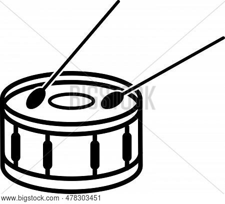 Snare Drum Or Side Drum With Drumsticks Musical Instrument Flat Vector Icon For Music Apps And Websi