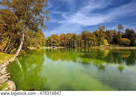 Autumn Park In The Town Cesis, Latvia