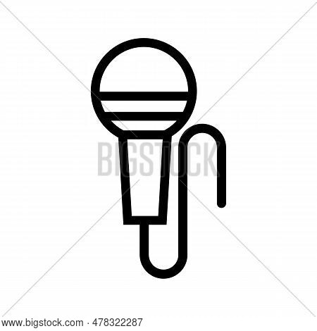 Hand Microphone Icon And Code. Microphone For Karaoke And Interview. Editable Vector.