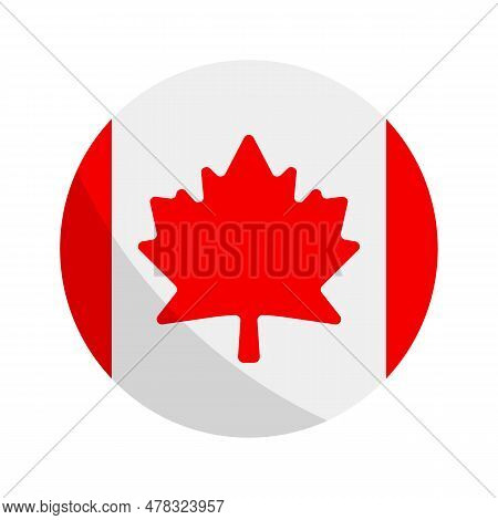 Modern Round Canadian Flag Icon. Editable Vector.