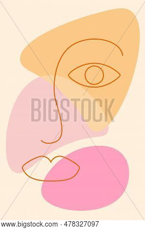 Modern Line Art Face With Shapes