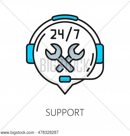 Support, Cms Content Management System Icon, Vector Thin Line Pictogram. Customer Service Help Or Ca