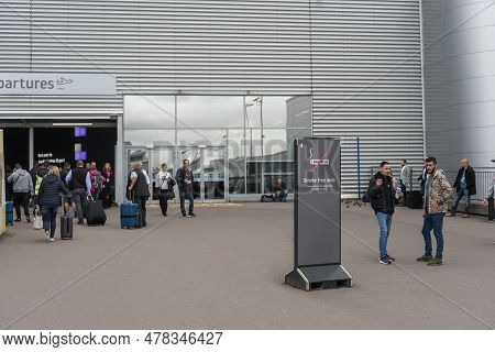 London, England - September 29, 2017: Luton Airport No Smoking Area. London, England, United Kingdom