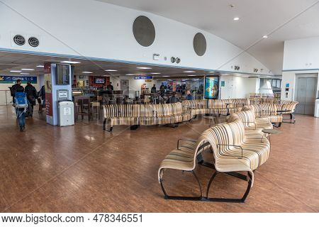 London, England - September 29, 2017: Luton Airport Departure Gate Area. London, England, United Kin
