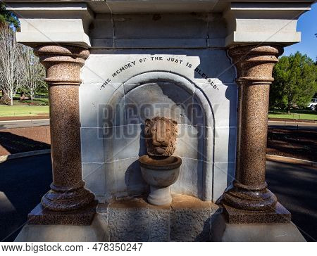 Toowoomba, Australia - May 24, 2023: Detail Of The Toowoomba Alfred Thomas Memorial On The Botanic G