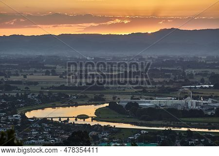 New Zealand Landscape, Bay Of Plenty, Whakatane In Sunset