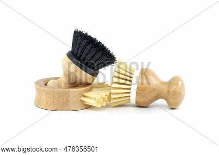 Multiple Dish Brushes For Scrubbing Dishes Or Other Hard-to-clean Surfaces, Isolated On White Backgr