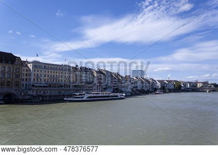 Basel, Switzerland -september 18, 2022: Switzerland, Basel-stadt, Basel - View Of River Rhine
