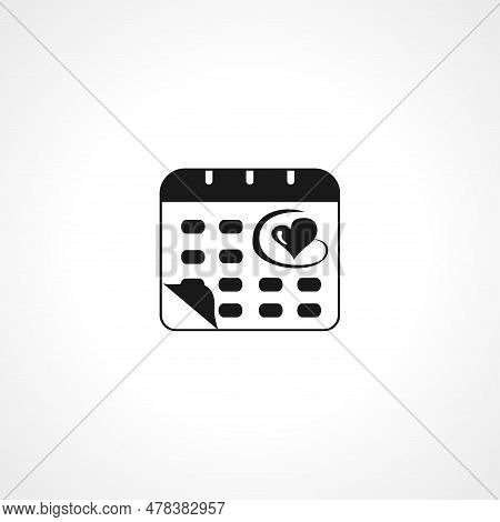 Valentines Day Icon. Love Day On Calendar Icon. Valentines Day Simple Vector Icon.