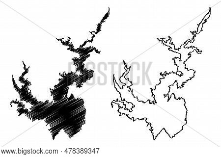 Lake Jocassee Reservoir (united States Of America, North America, Us, Usa, South Carolina) Map Vecto