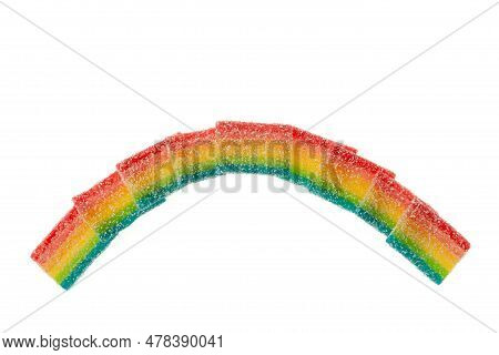 Fruit Marmalade With Natural Juice And Pectin In The Form Of Rainbow Isolated On White Background. S