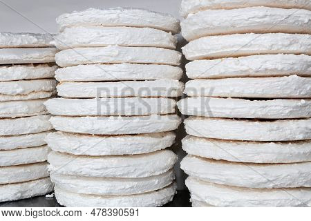Gluten-free Cakes For Making A Cake. Large Round Meringue, Semi-finished Products.