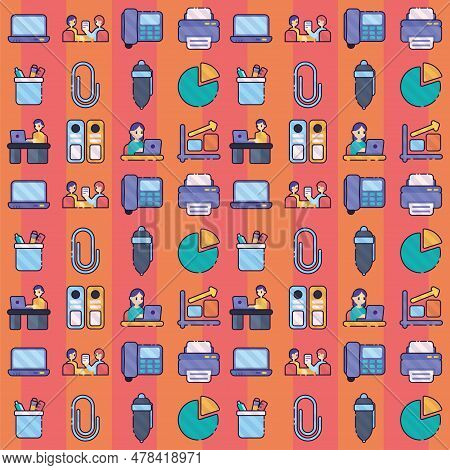 Seamless Pattern Background With Office Icons Vector Illustration