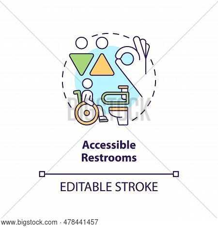 Accessible Restrooms Concept Icon. Grab Bar. Water Closet. Person With Disability. Equal Access. Pub