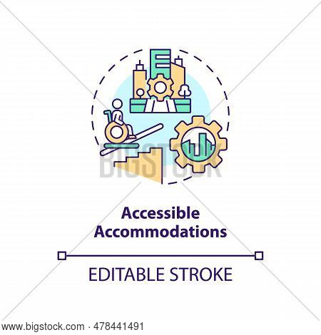 Accessible Accommodations Concept Icon. Hotel Booking. Wheelchair Friendly. Person With Disability. 