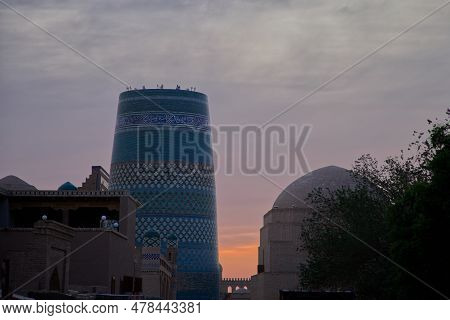View Of The Kaltaminor Of Khiva At Sunset, Uzbekistan. High Quality Photo