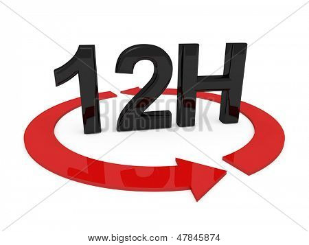 immagine 3D di 12h su sfondo bianco