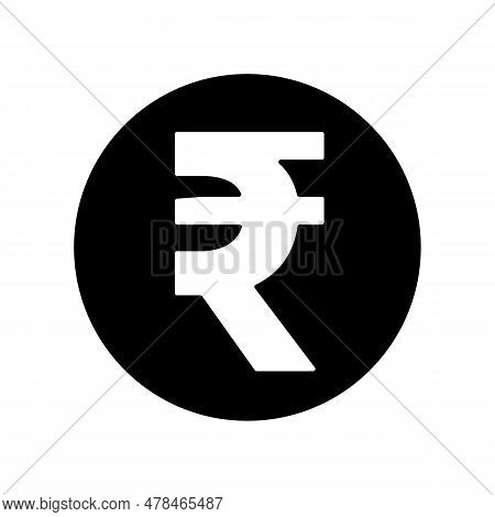 Round Indian Rupee Silhouette Icon. Editable Vector.