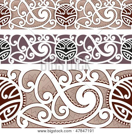 Maori Stil seamless Pattern. Rasterbild. Finden Sie eine bearbeitbare Version in meinem Portfolio. 