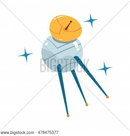 Satellite Object Flying In Outer Space Vector Illustration
