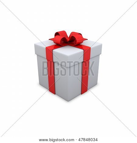 White gift box with ribbon