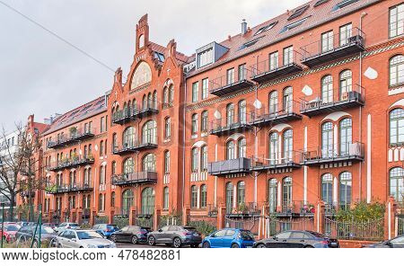 Berlin, Germany - November 7, 2021: Refurbished And Recreated Old Red Brick Building Of The Joli Coe