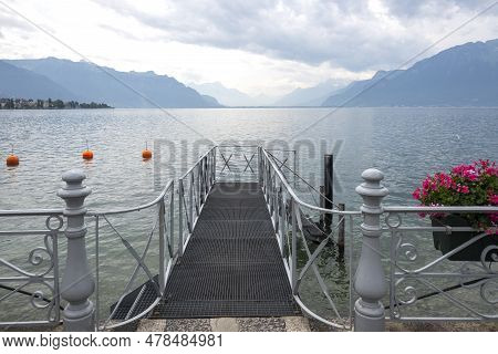 Landscape From Town Of Vevey To Lake Geneva, Switzerland